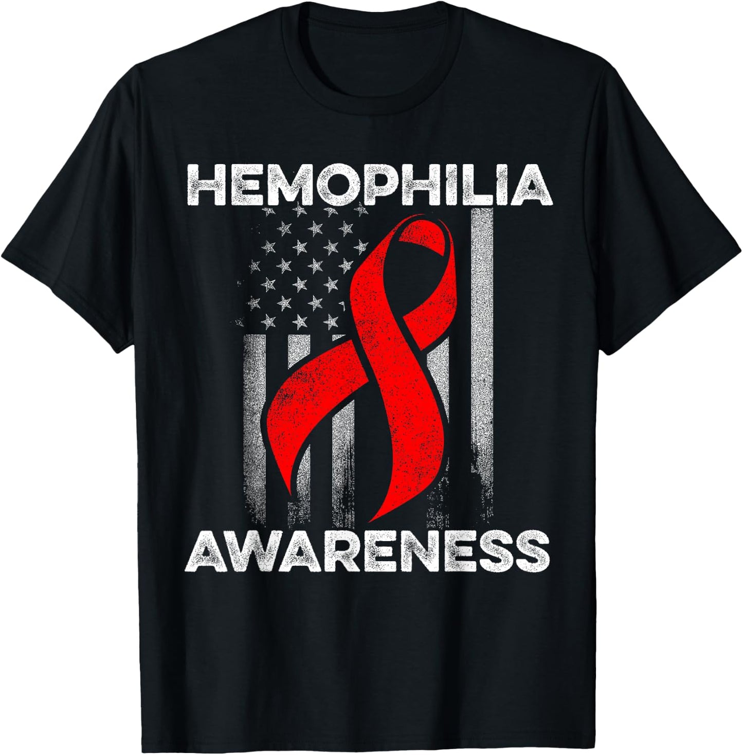 Hemophilia Awareness Survivor USA Flags Warrior T-Shirt - T-Shirt | Black