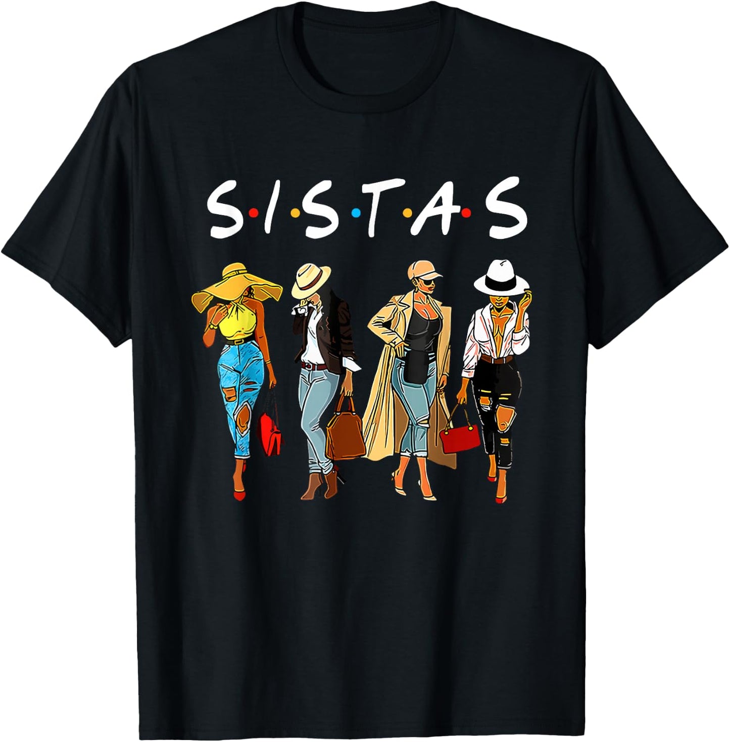 Cute Proud Black Sistas Queen Melanin African American Women T-Shirt - T-Shirt | Black