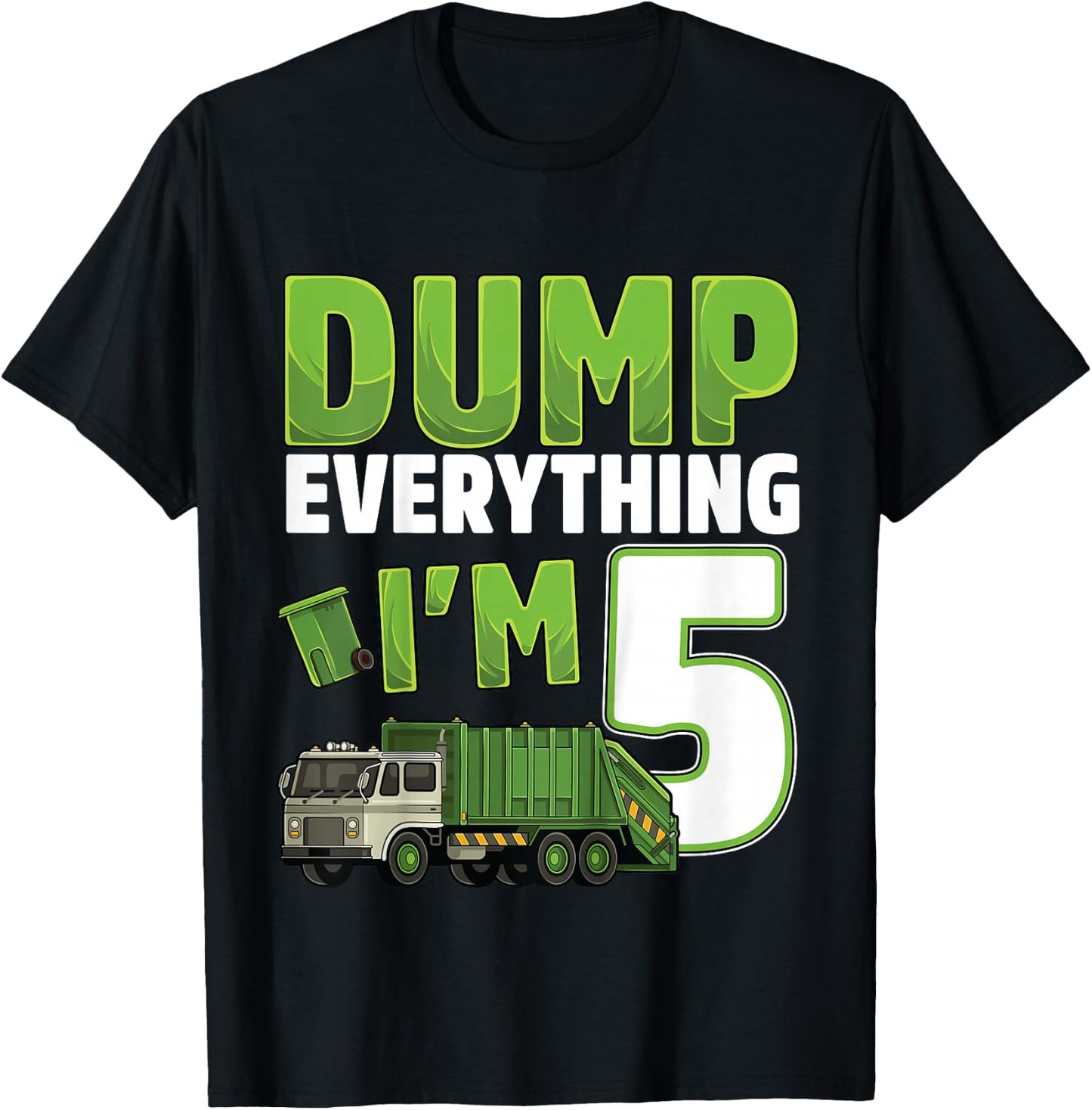 Kids Recycling Trash 5 Year Old Garbage Truck 5th Birthday Boy T-Shirt - T-Shirt | Black