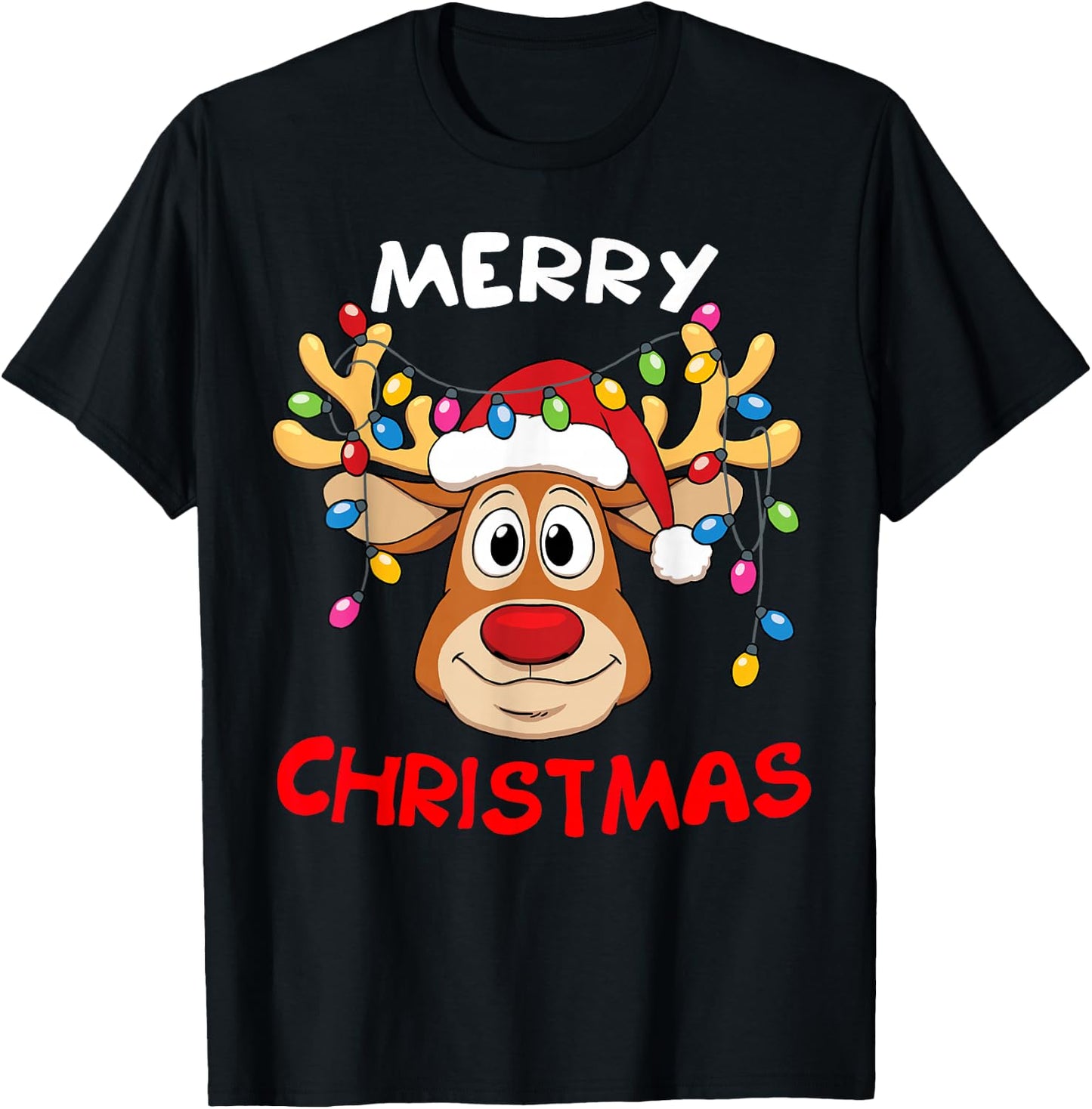 Merry Christmas Reindeer Xmas Family Men Women T-Shirt - T-Shirt | Black