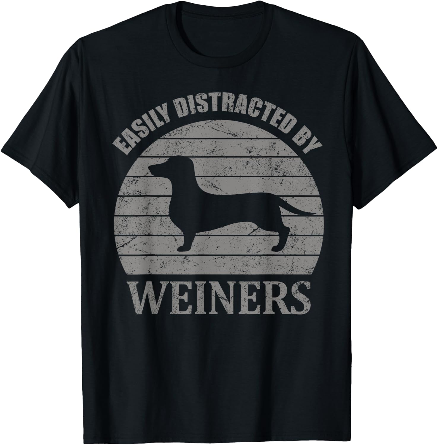 Retro Pet Dogs Weiners Lover Easily Distracted By Wieners T-Shirt - T-Shirt | Black