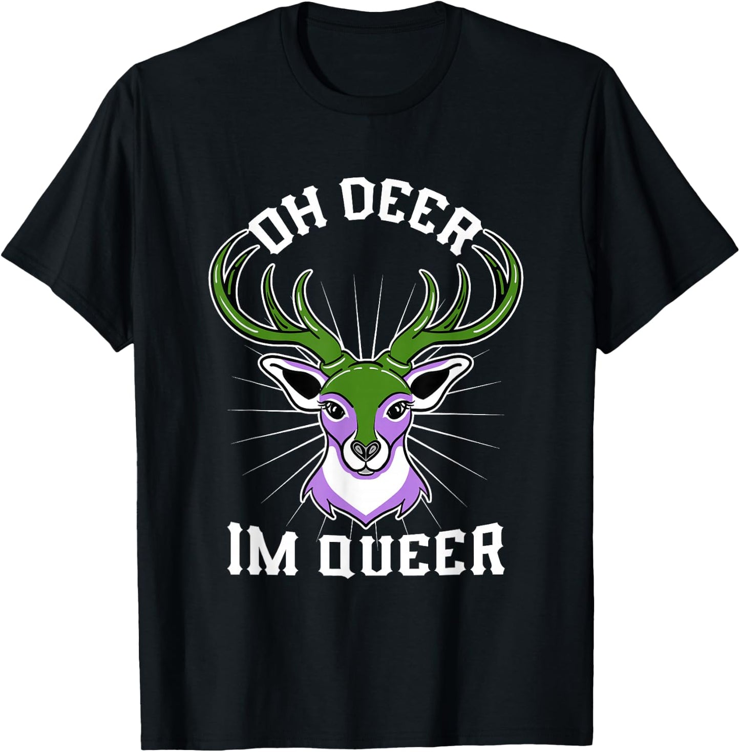 Oh Deer Im Queer Genderqueer Pride T-Shirt - T-Shirt | Black