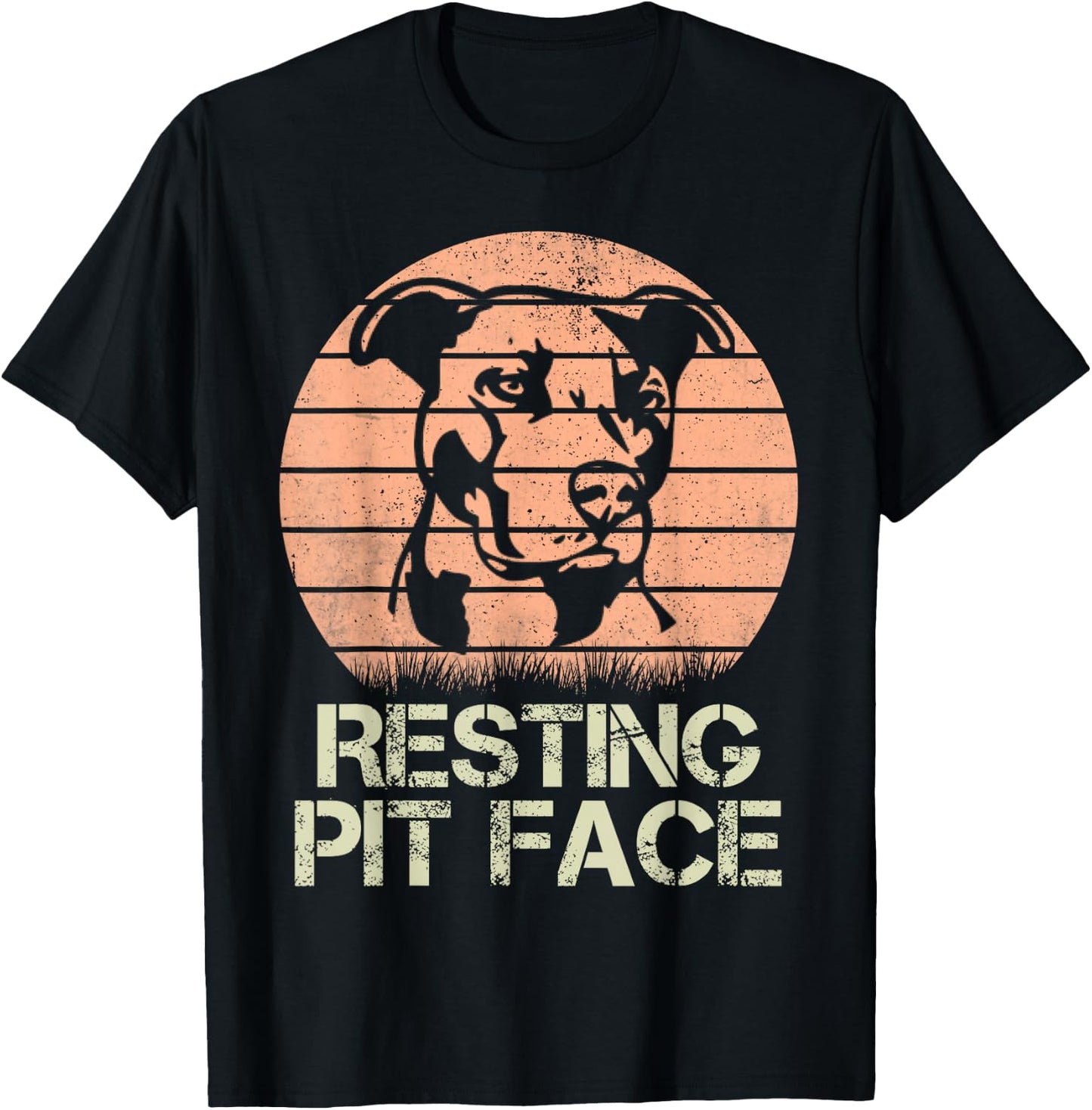 Resting Pit Face Dog Lover Vintage T-Shirt - T-Shirt | Black