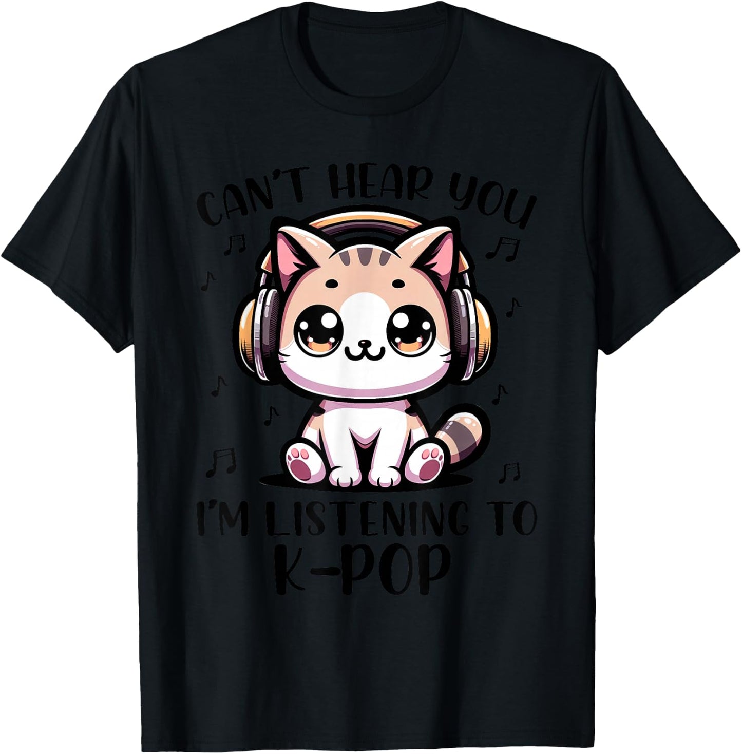 Funny Cat K-pop for Kids Teens Girls K pop Korean Pop Music T-Shirt - T-Shirt | Black
