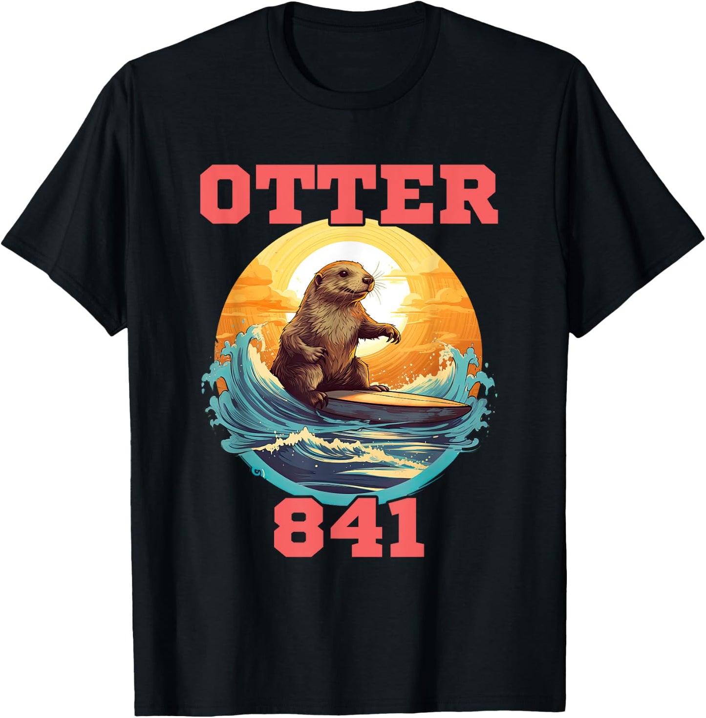 Surfing Otter 841 Wanted for Long Board Larceny Funny Cali T-Shirt - T-Shirt | Black