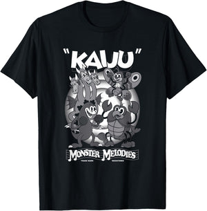 Monster Melodies - Vintage Cartoon Kaiju - Creepy Cute Goth T-Shirt - T-Shirt | Black