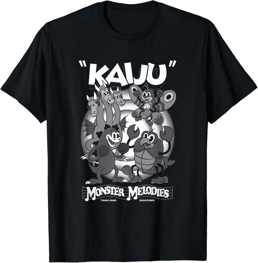 Monster Melodies - Vintage Cartoon Kaiju - Creepy Cute Goth T-Shirt - T-Shirt | Black
