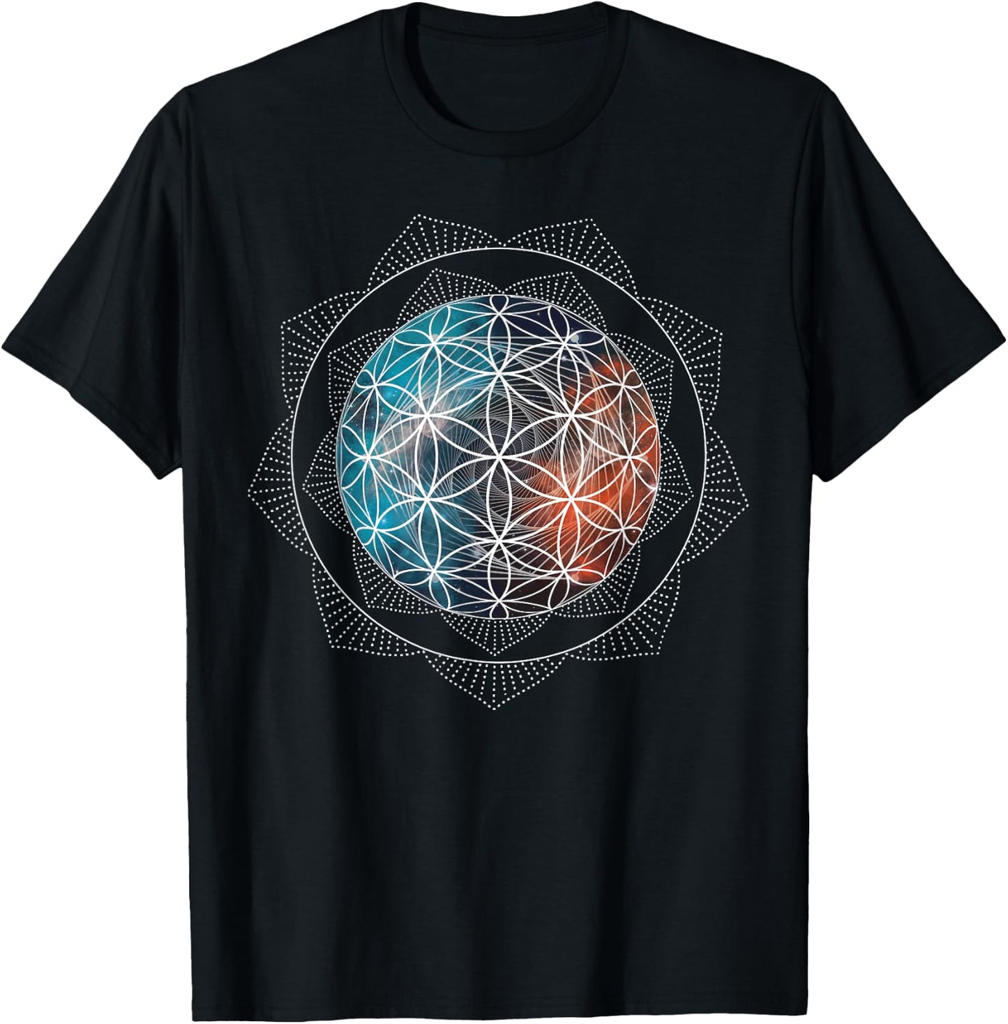 Flower Of Life Sacred Geometry Shirt - Spiritual Yoga T-Shirt - T-Shirt | Black