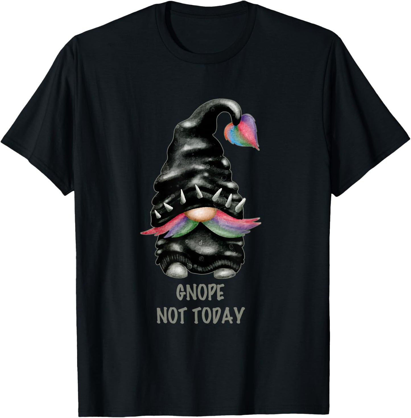 Funny Gnome Pun Punk Rock Biker Gnope Not Today T-Shirt - T-Shirt | Black