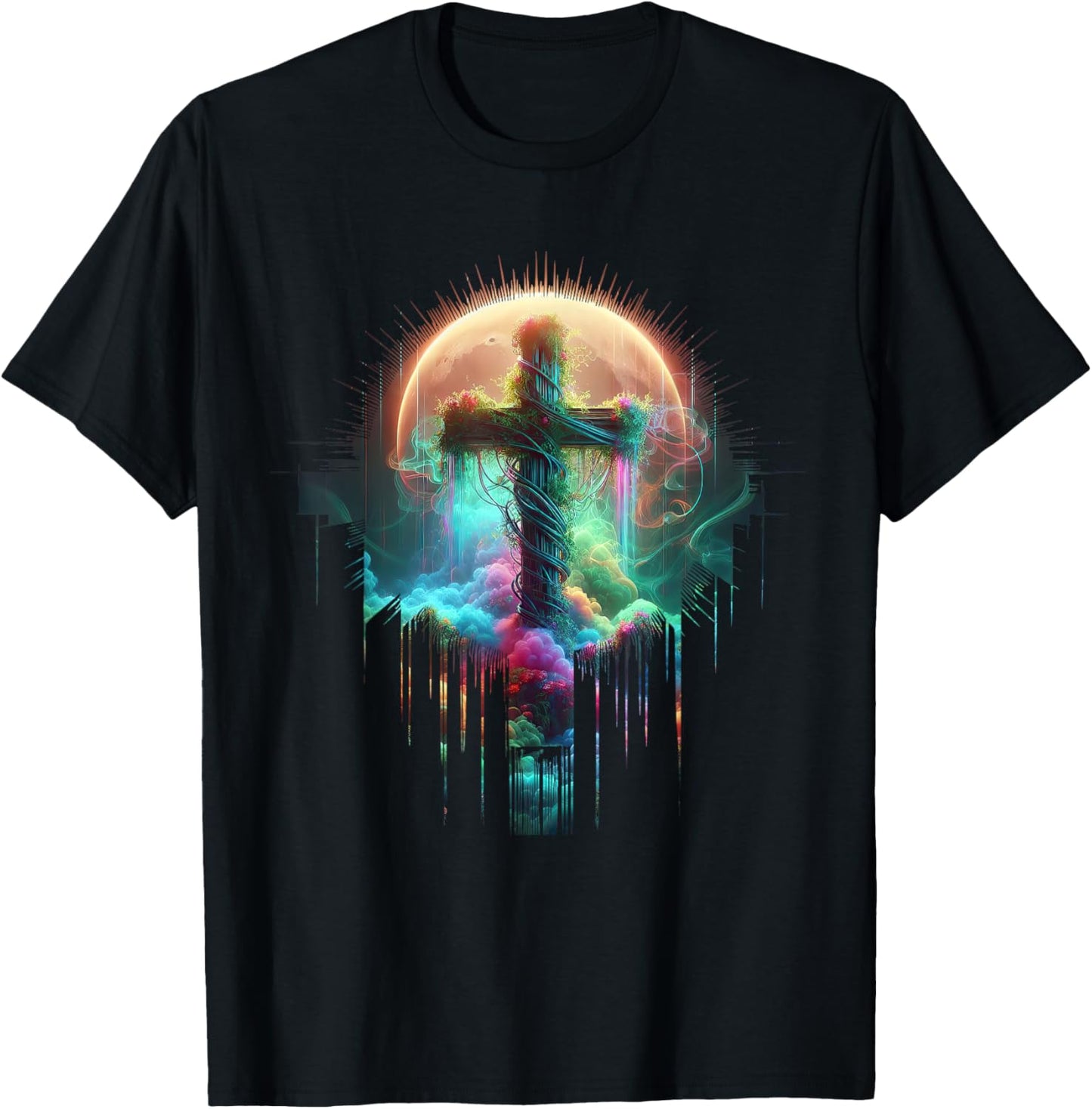 Christian Cross I am the Vine You are the branches Vibrant T-Shirt - T-Shirt | Black