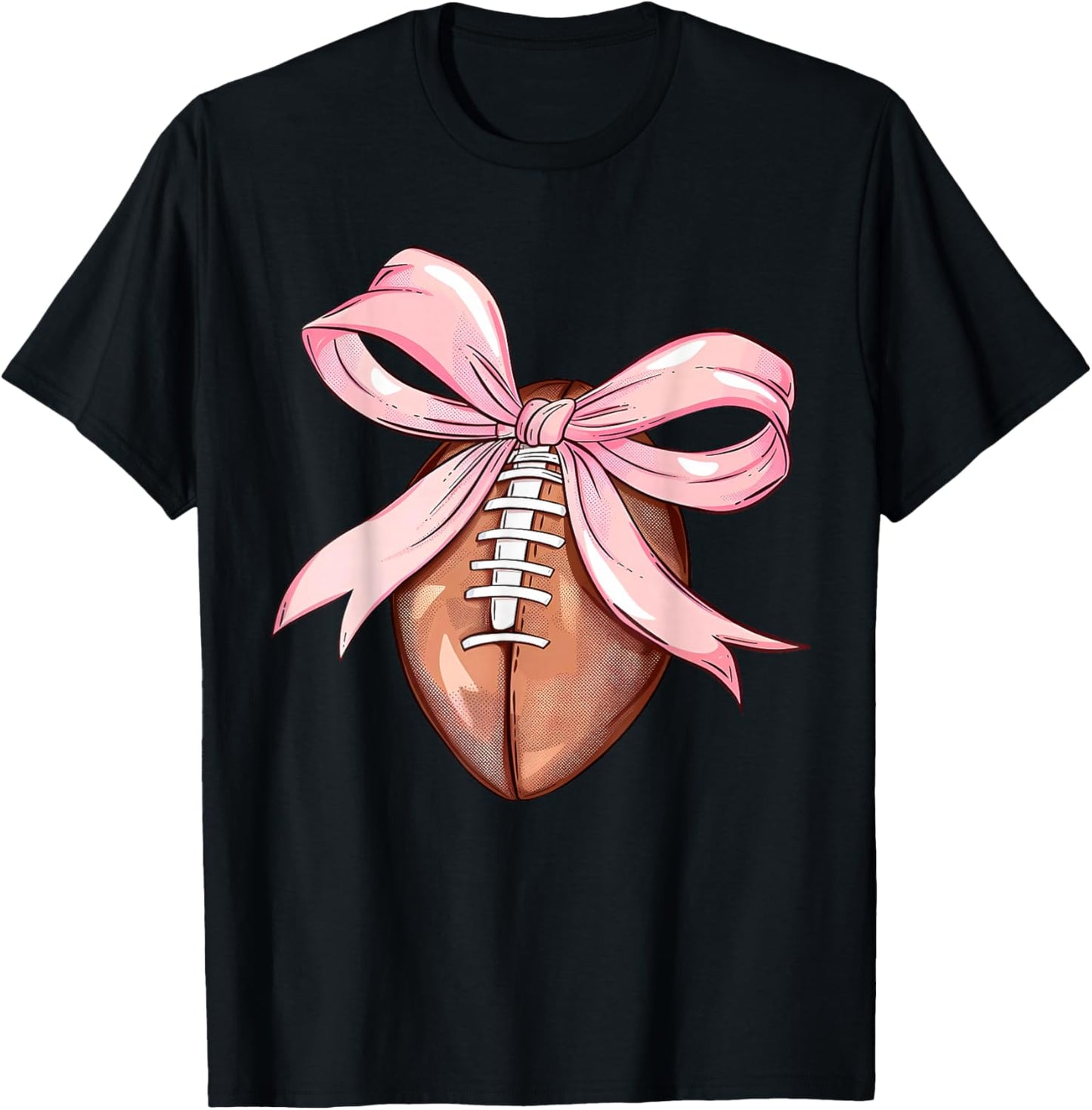 Coquette Bow Football Player American Football Season Funny T-Shirt - T-Shirt | Black