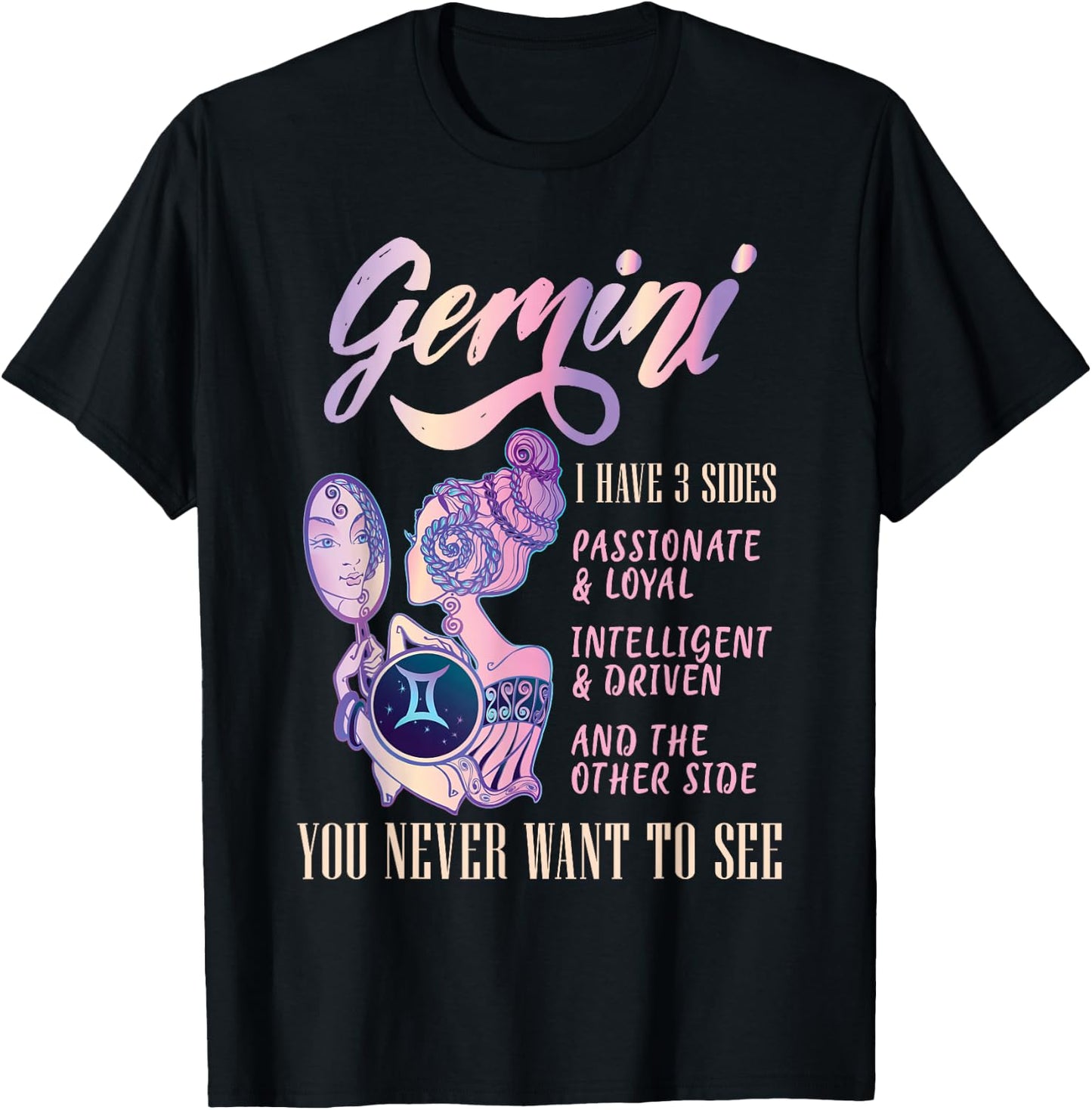 I Have 3 Sides Gemini Zodiac Sign T-Shirt - T-Shirt | Black