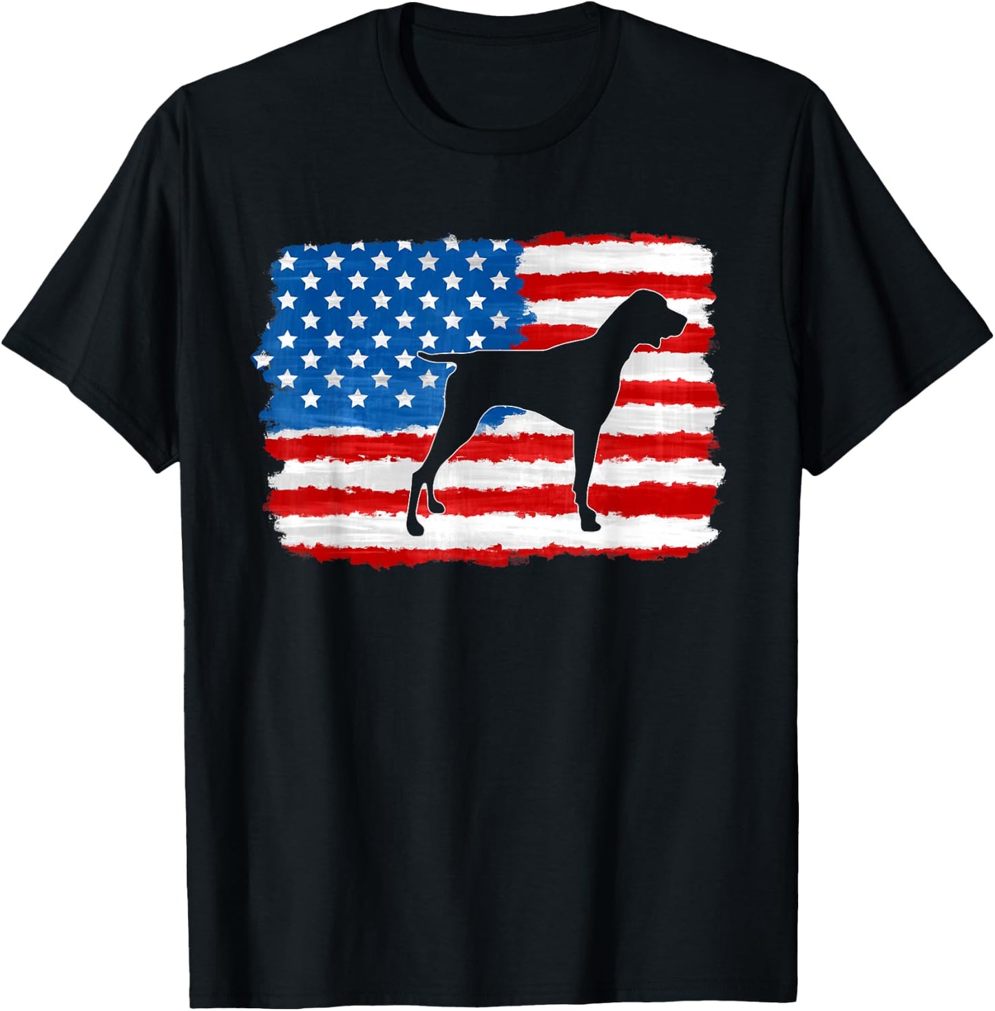 German Shorthaired Pointer 4th of July American Flag GSP Dog T-Shirt - T-Shirt | Black