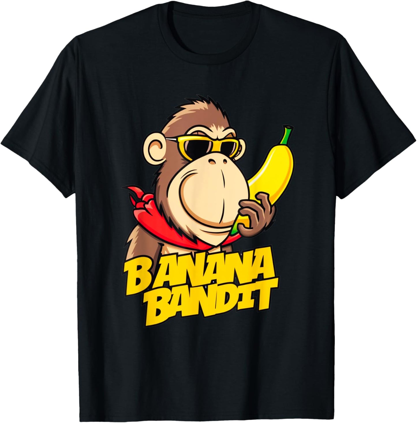 Funny Banana Bandit Foodie Monkey Gift Women Kids T-Shirt - T-Shirt | Black