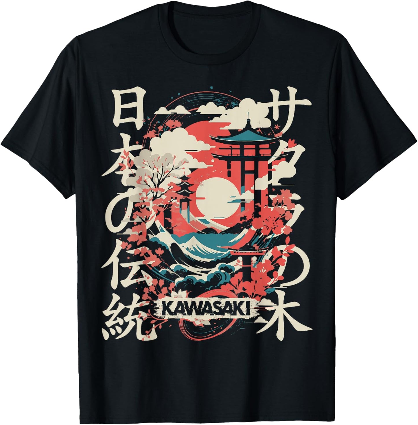 Kawasaki City Retro 90s Japan Aesthetics 80s Kawasaki T-Shirt - T-Shirt | Black