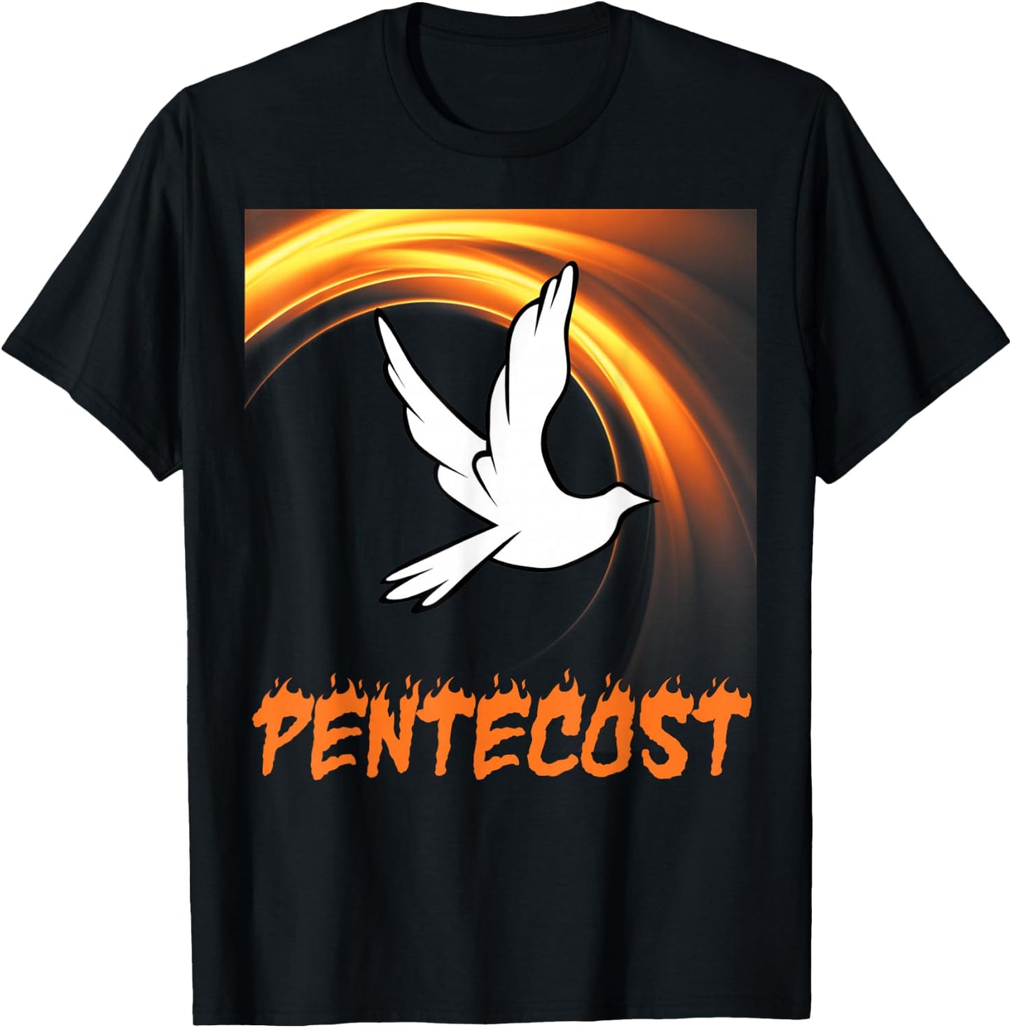 Pentecost Doves Fire Flame Holy Spirit T-Shirt - T-Shirt | Black