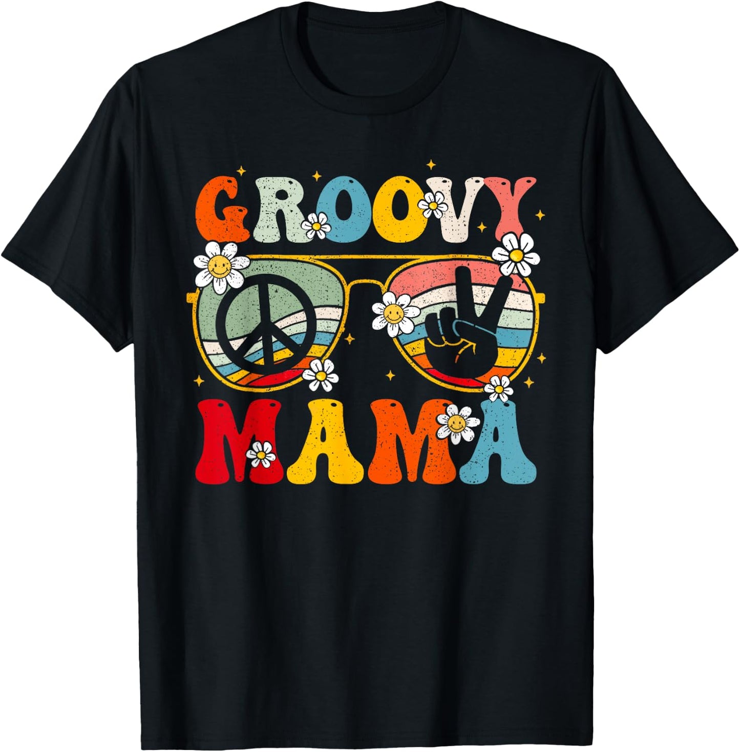 Groovy Mama Retro Matching Family 60s 70s Mom Mother's Day T-Shirt - T-Shirt | Black
