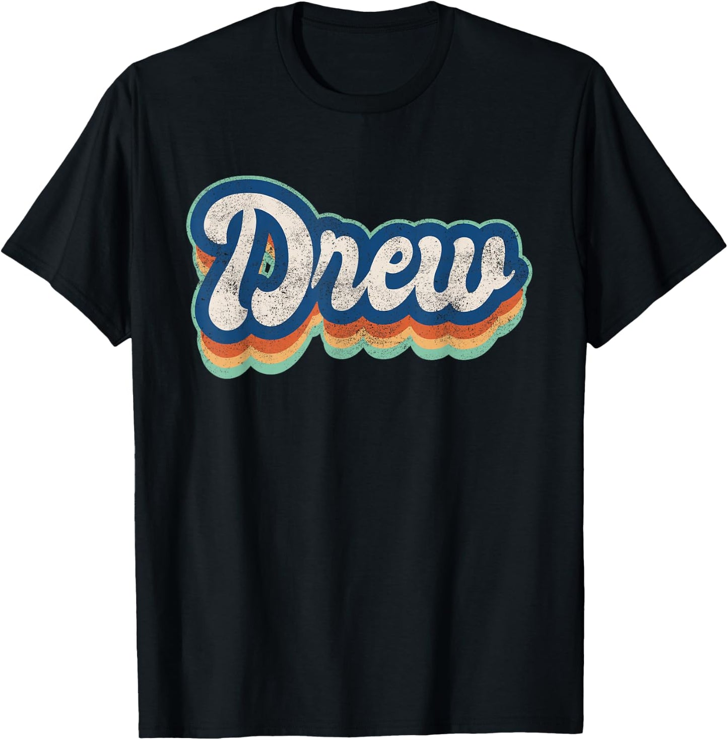 Drew First Name Boy Vintage Style 70s 80s Personalized T-Shirt - T-Shirt | Black