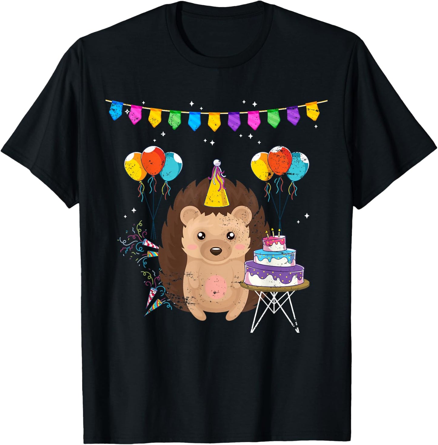 Forest Dwellers Animal Lover Forest Animal Children's Birthday Hedgehog T-Shirt - T-Shirt | Black