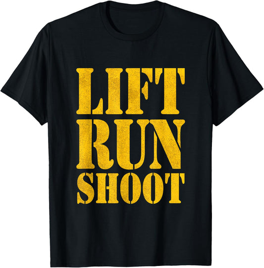 Lift Run Shoot Military Police Gym Day T-Shirt - T-Shirt | Black