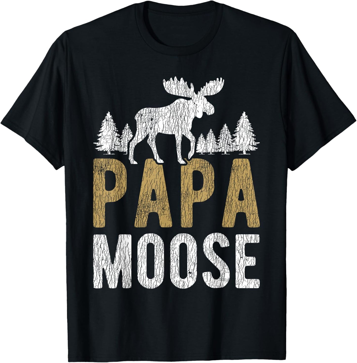 Papa Moose Camping Matching Family Children Dad Hunting T-Shirt - T-Shirt | Black
