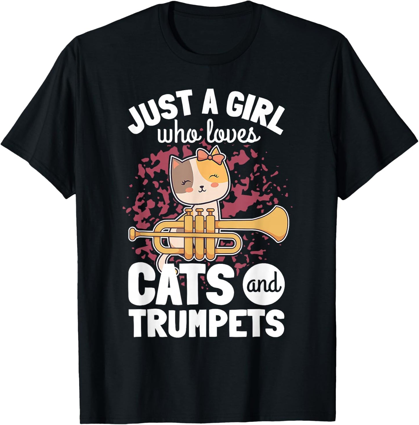 Girl Trumpet Player Saying Trumpeter Cat Owner Kitten Lover T-Shirt - T-Shirt | Black
