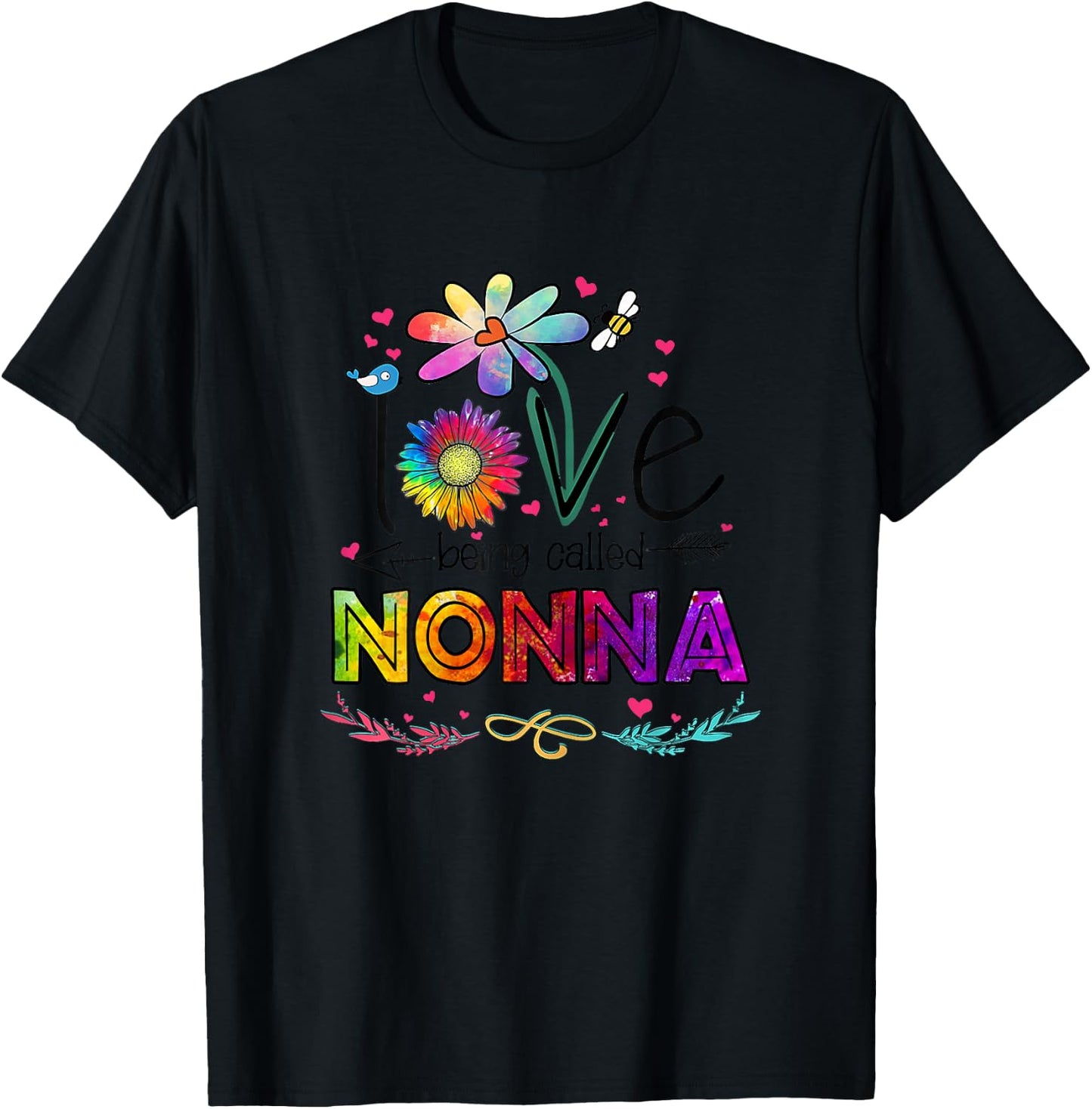 I Love Being Called Nonna Daisy Flower Cute Mother's Day T-Shirt - T-Shirt | Black