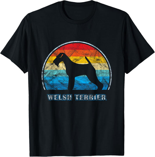 Welsh Terrier Vintage Design Dog Men Women Girls Kids T-Shirt - T-Shirt | Black