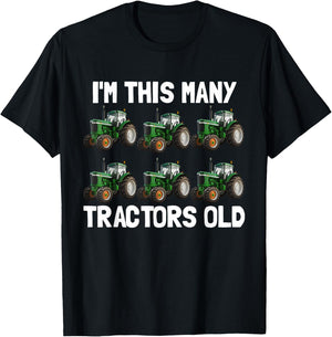 I'm This Many Tractors Old 6 Years Old Boys 6th Birthday T-Shirt - T-Shirt | Black
