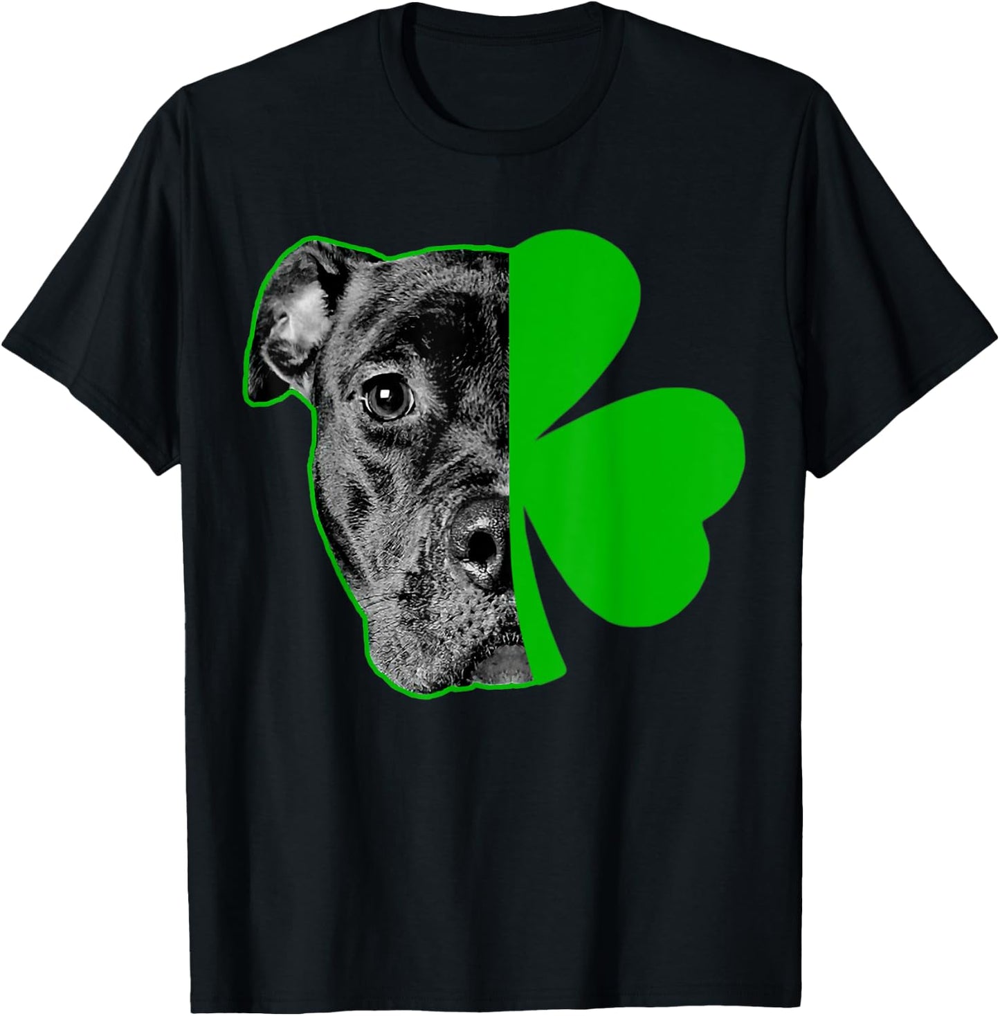 Pitbull Love and Lucky Irish Shamrock Saint St Patricks Day T-Shirt - T-Shirt | Black