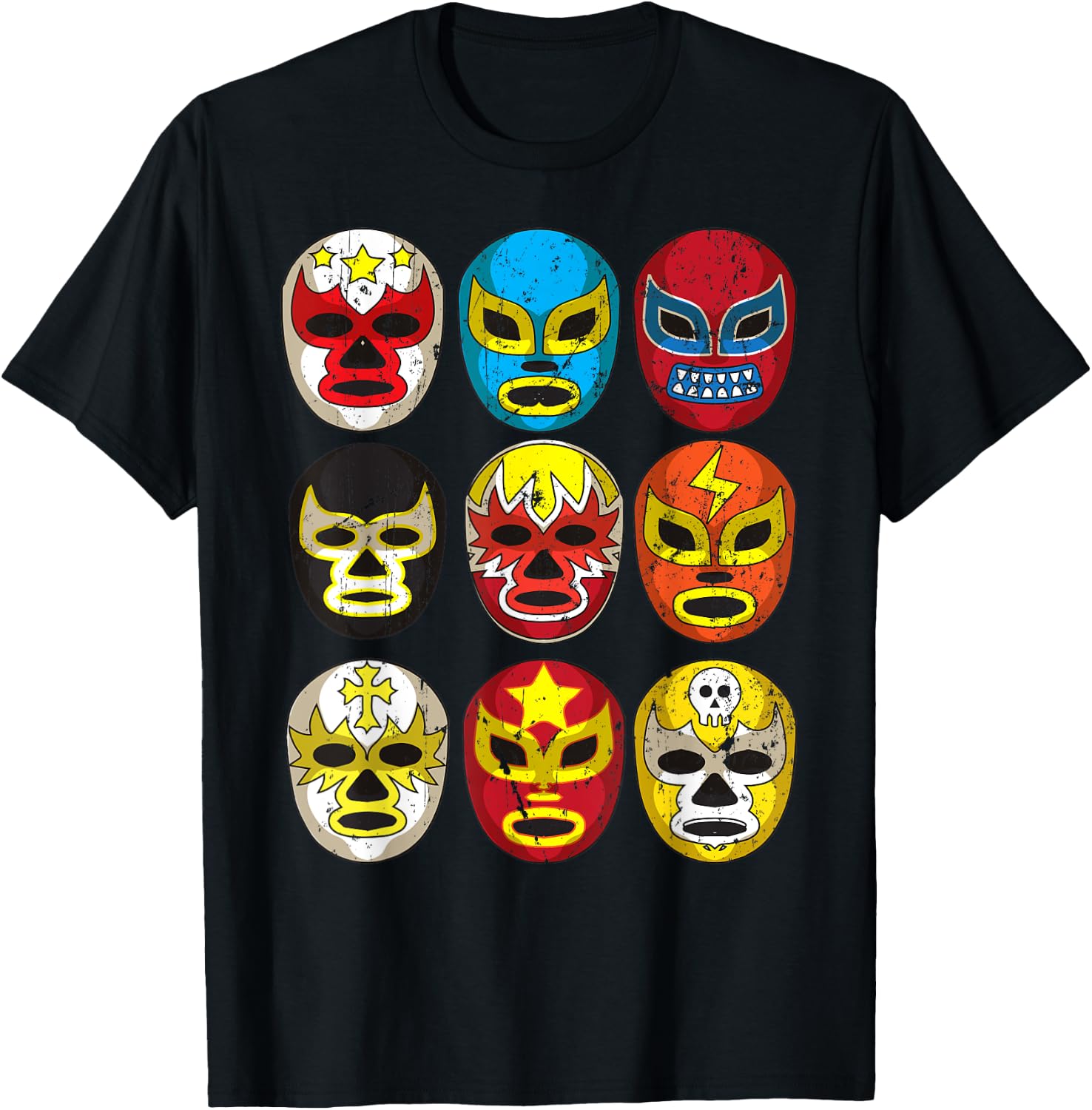 Cool Lucha Libre Wrestlers Masks | Funny Wrestling Gift Fan T-Shirt - T-Shirt | Black