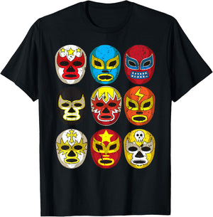 Cool Lucha Libre Wrestlers Masks | Funny Wrestling Gift Fan T-Shirt - T-Shirt | Black