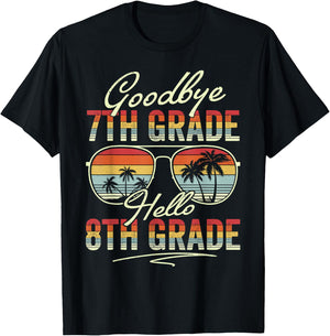 Vintage Goodbye 7th Grade Hello 8th Grade Summer Student Kid T-Shirt - T-Shirt | Black