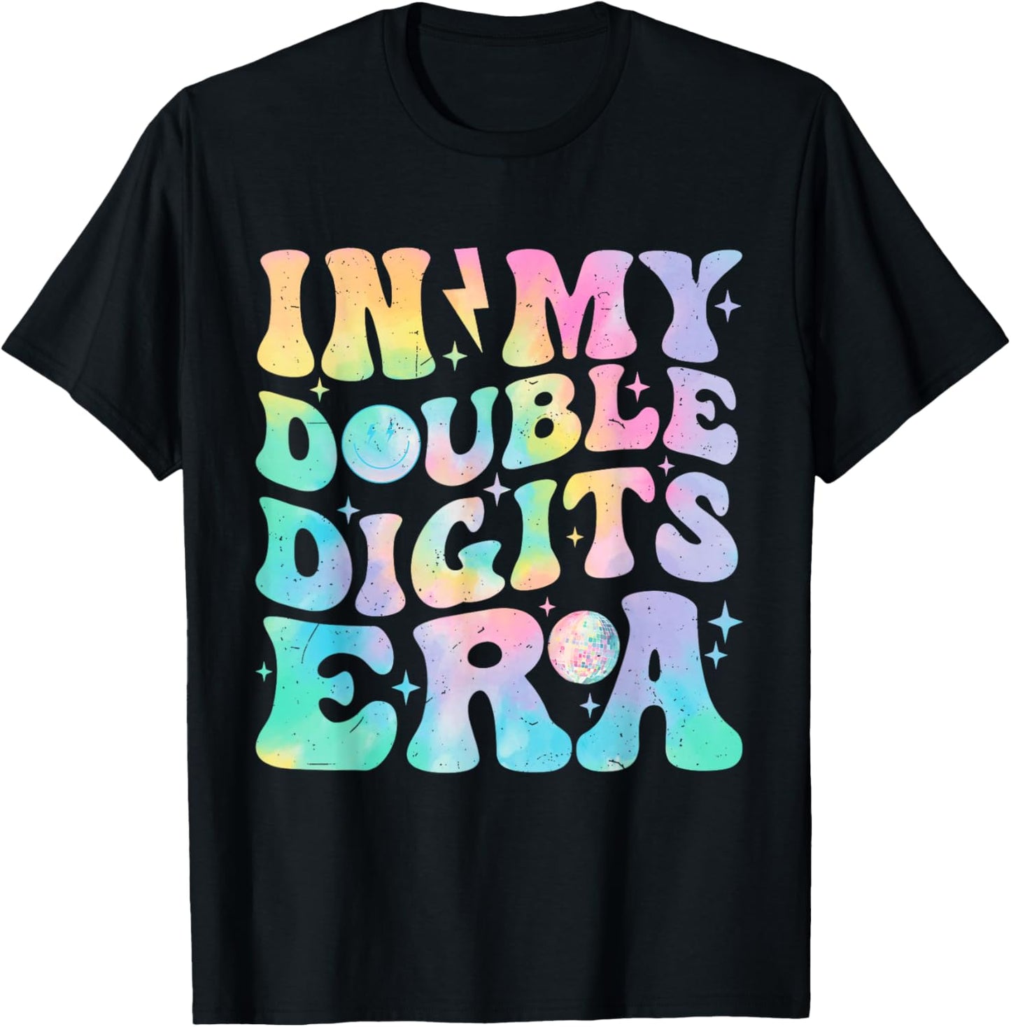 in My Double Digits Era Birthday Tie Dye Girls T-Shirt - T-Shirt | Black
