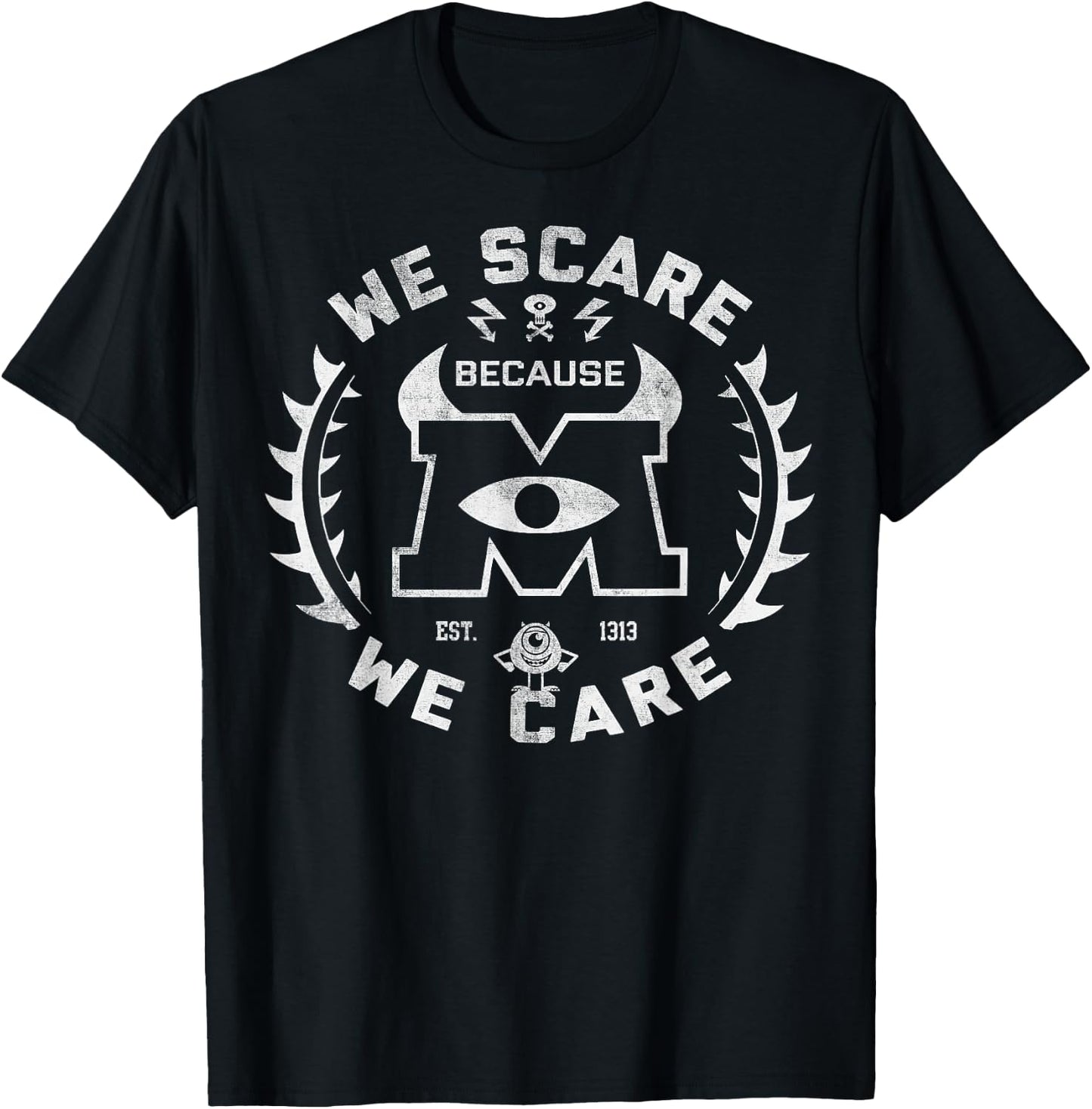 Disney Pixar Monsters Inc. We Scare Because We Care Logo T-Shirt - T-Shirt | Black