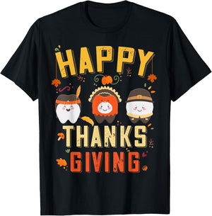 Happy Dentist Thanksgiving Tooth Dental Hygienist Costume T-Shirt - T-Shirt | Black