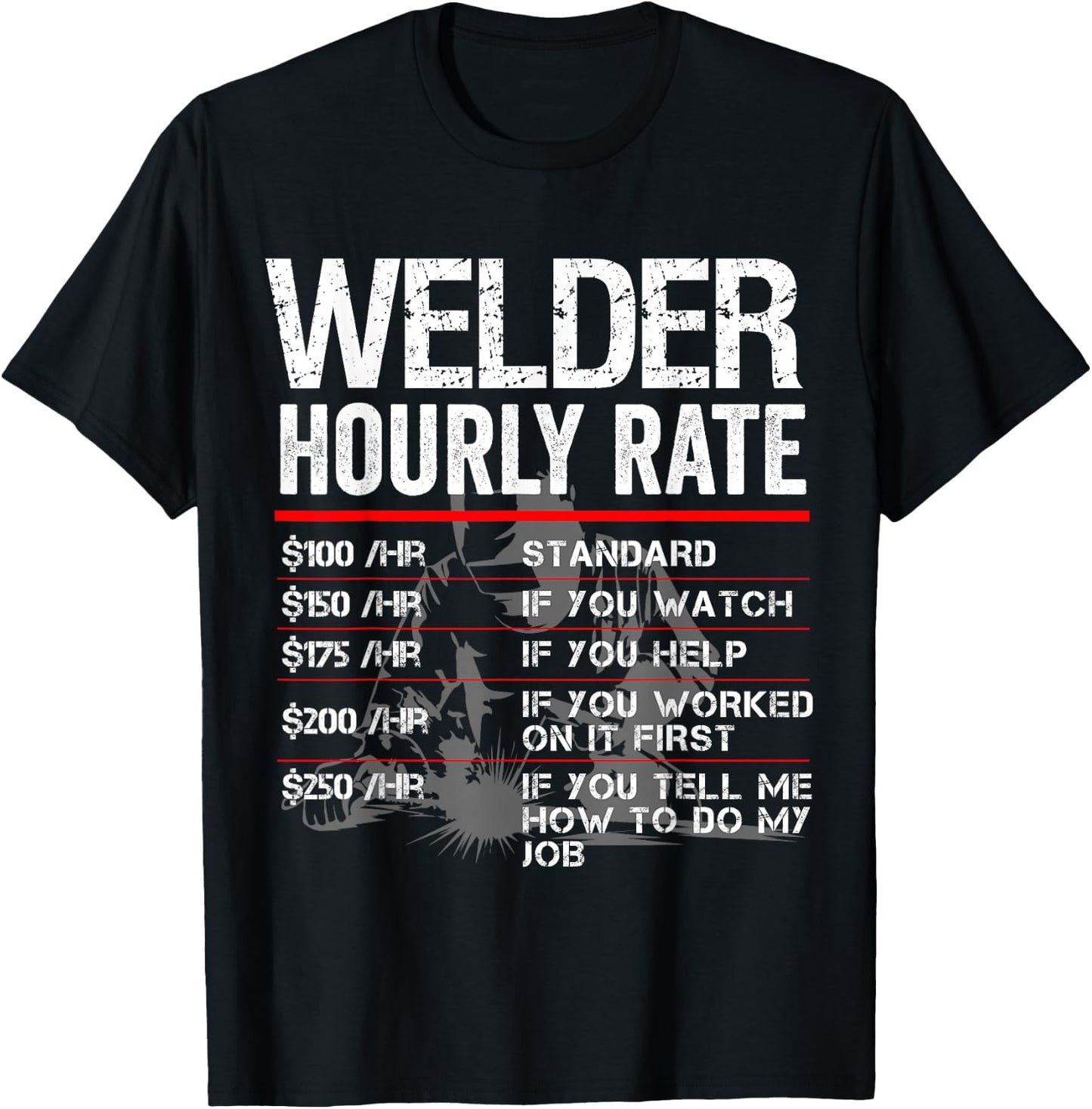 Welder Hourly Rate Funny Welding Gift Metal Worker T-Shirt - T-Shirt | Black
