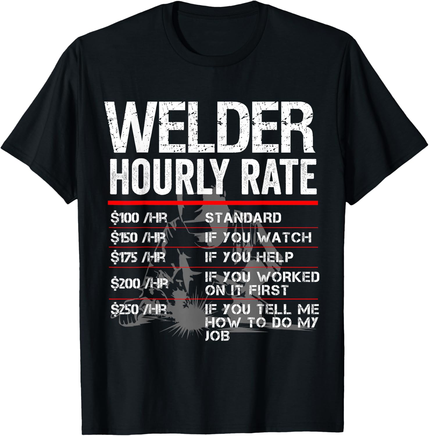 Welder Hourly Rate Funny Welding Gift Metal Worker T-Shirt - T-Shirt | Black