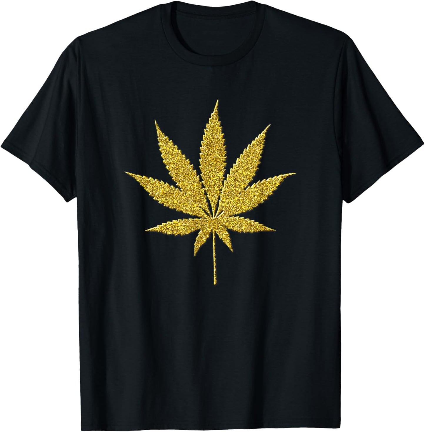 Marijuana Hemp Pot Gold Vintage Symbol T-Shirt - T-Shirt | Black