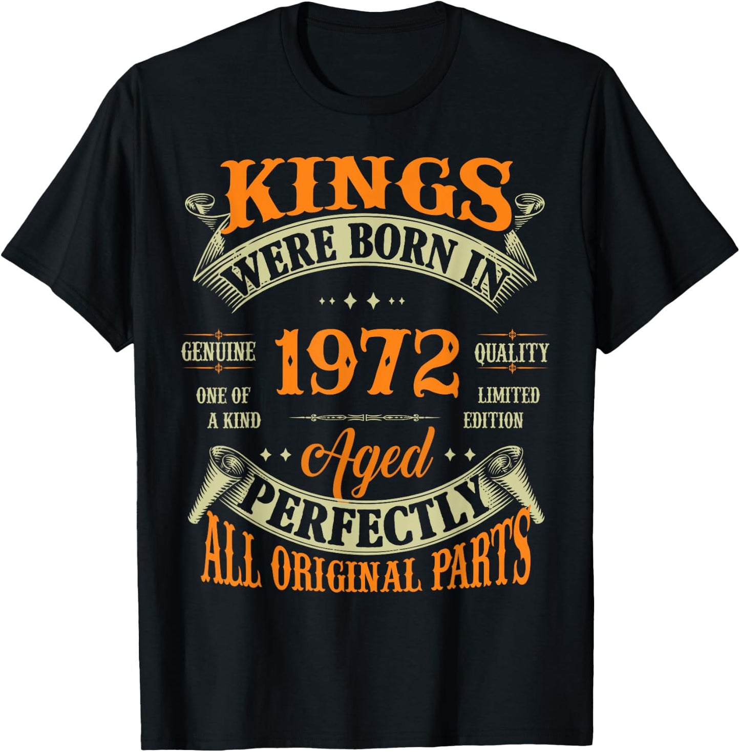 52nd Birthday Gift Vintage Kings Born In 1972 52 Years Old T-Shirt - T-Shirt | Black