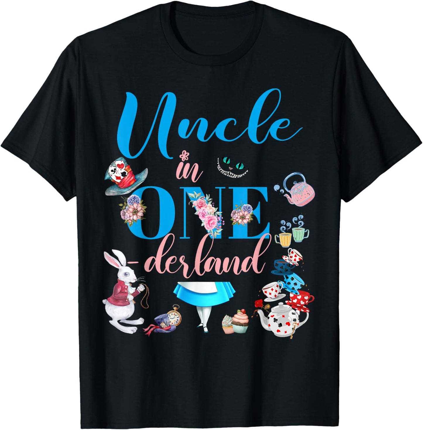Alice in ONEderland Family Uncle Of The Birthday Girl T-Shirt - T-Shirt | Black