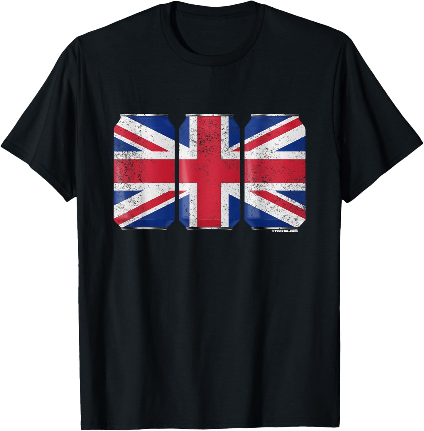 Cool Graphic Beer Cans England Flag T-Shirt - T-Shirt | Black