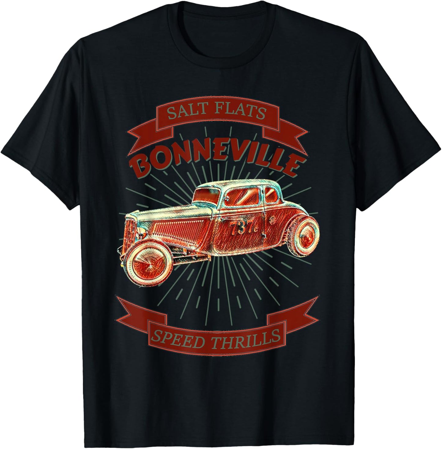 Bonneville Salt Flats Vintage Retro Hot Rod Race Car T-Shirt - T-Shirt | Black