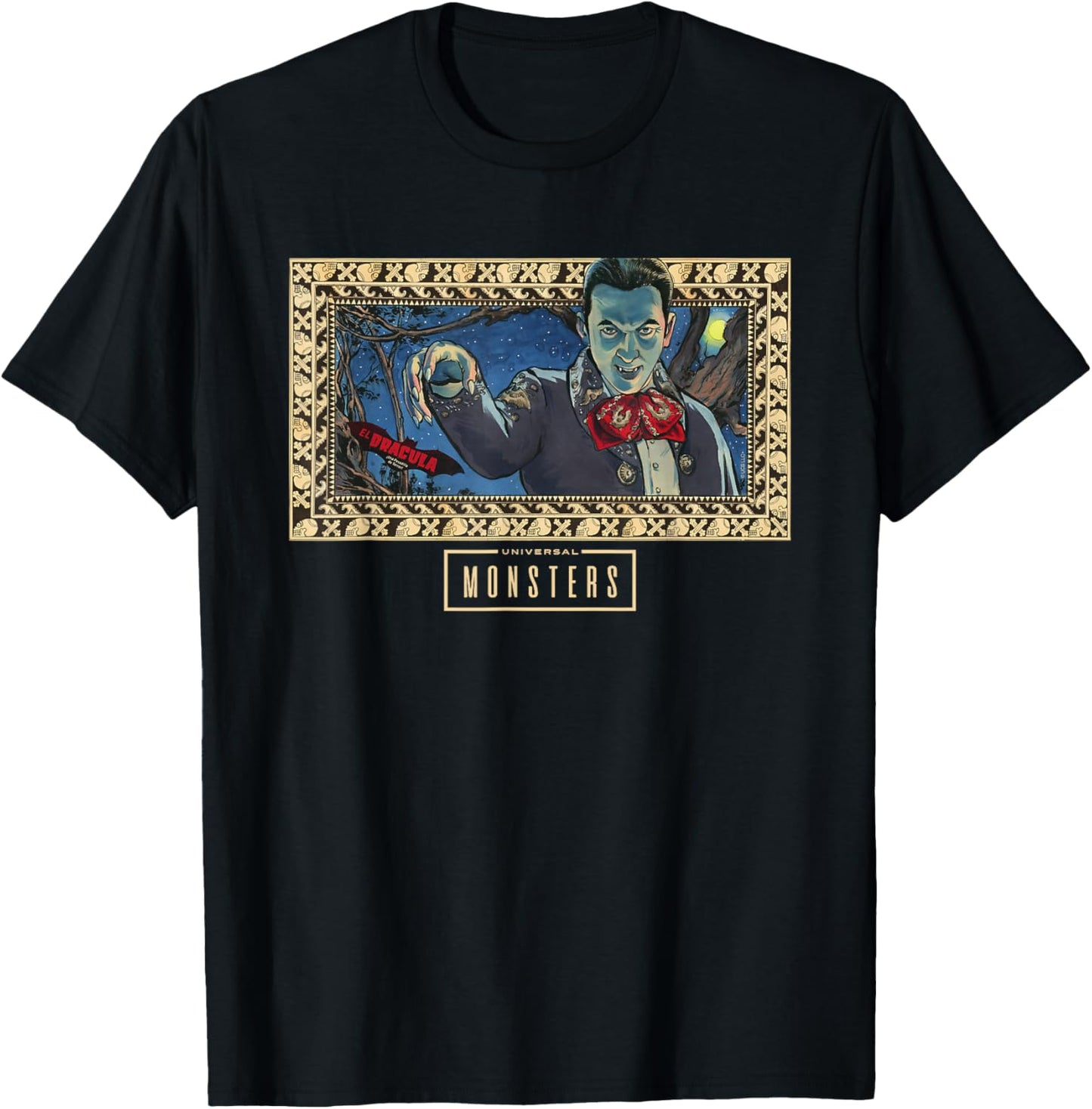 Universal Monsters Dracula Charro Negro T-Shirt - T-Shirt | Black