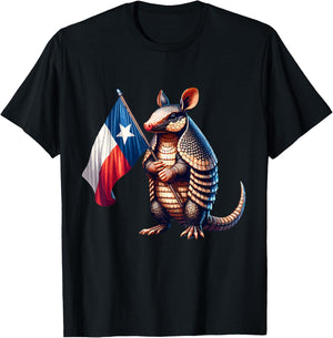 Texas Flag Texan Armadillo T-Shirt - T-Shirt | Black