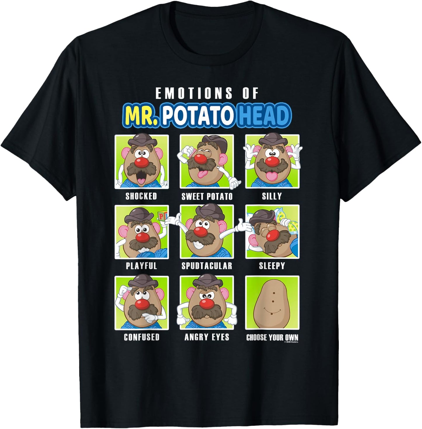 Mr. Potato Head Emotions Color Retro Box Up Faces T-Shirt - T-Shirt | Black