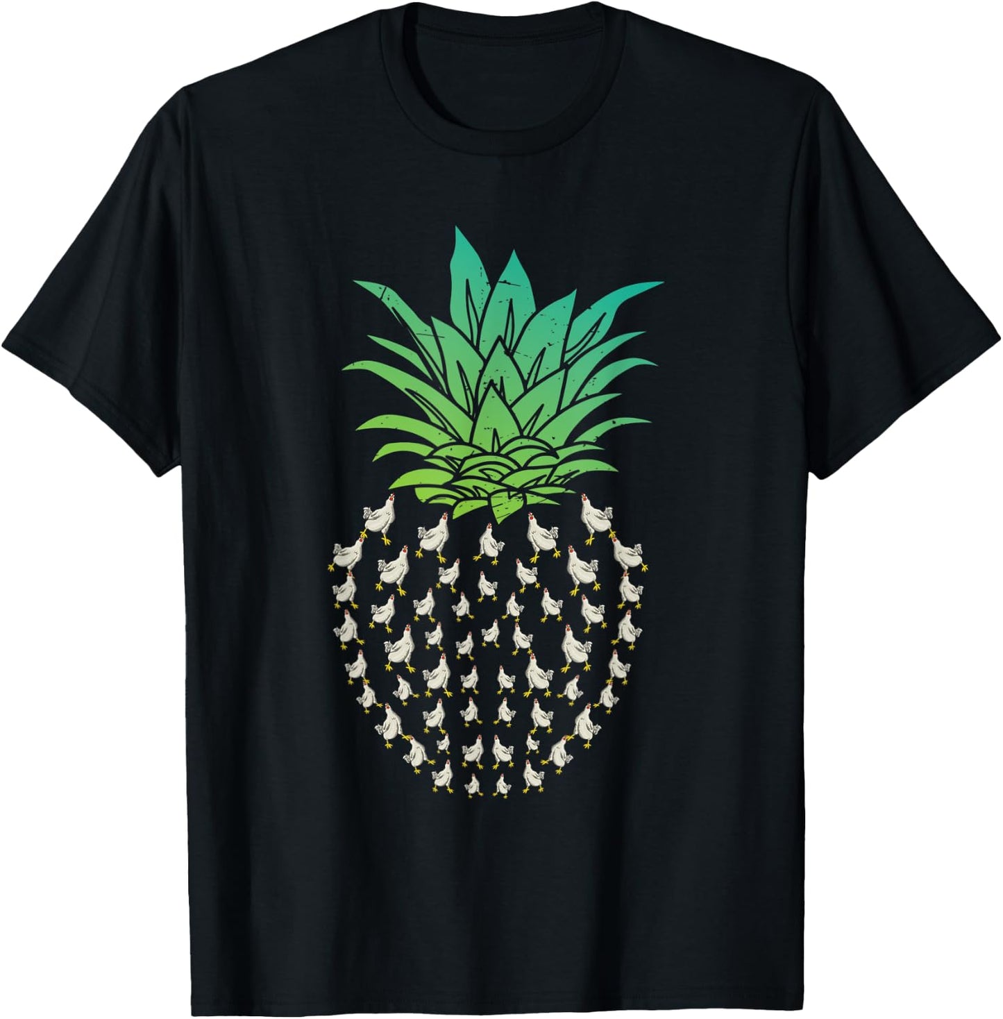Farm Animal Bird Hen Pineapple Chicken T-Shirt - T-Shirt | Black