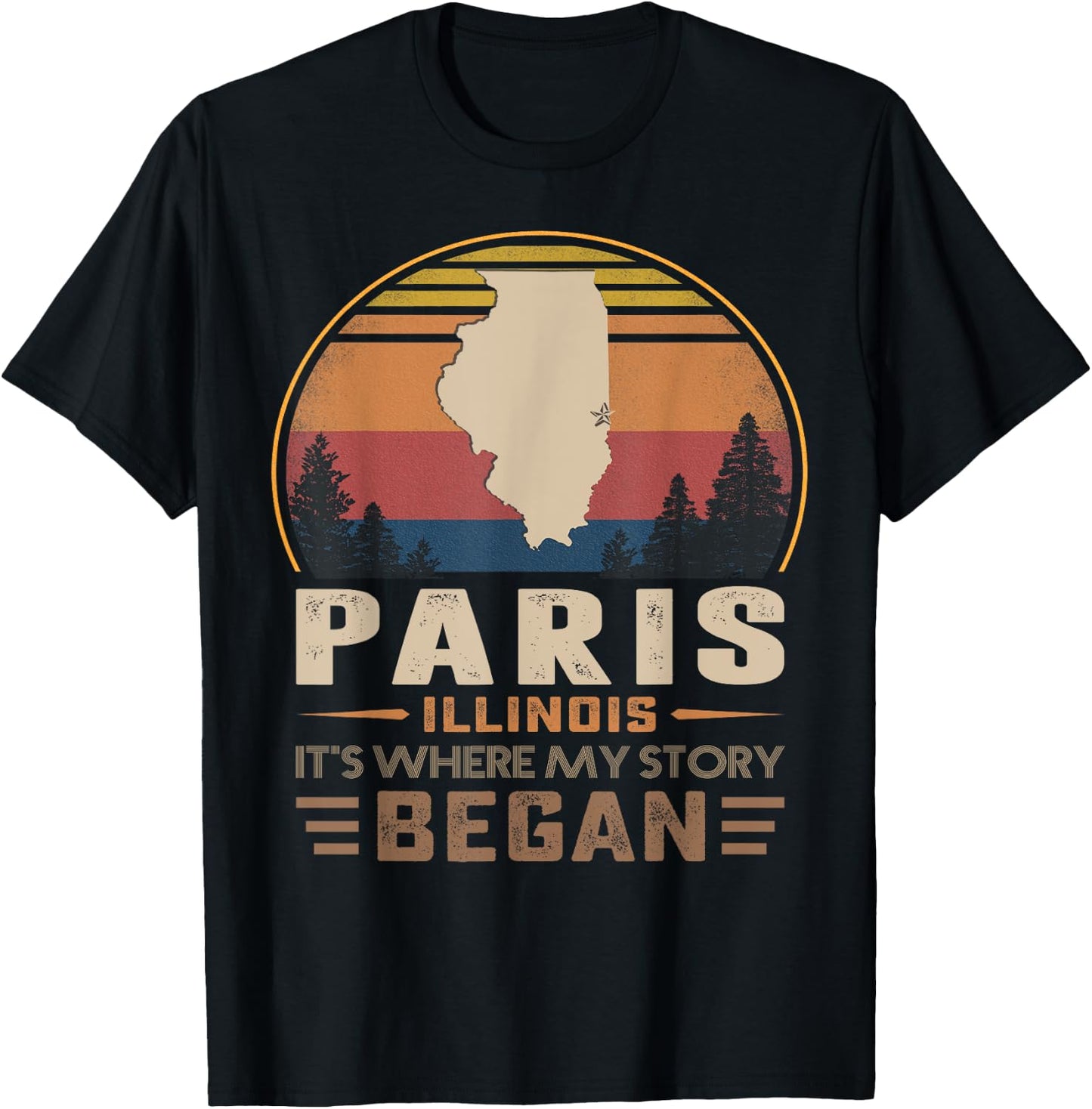 Vintage Paris Illinois Homtown My Story Began T-Shirt - T-Shirt | Black