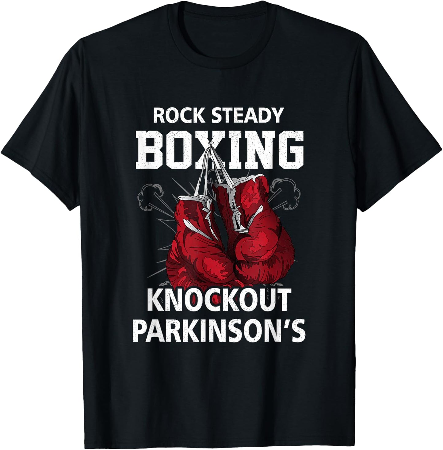 Vintage Boxing Gloves Rock Steadys Boxing Knockout Parkinson T-Shirt - T-Shirt | Black
