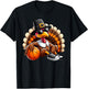 Turkey Basketball Thanksgiving Turkey Playing Basketball T-Shirt - T-Shirt | Black